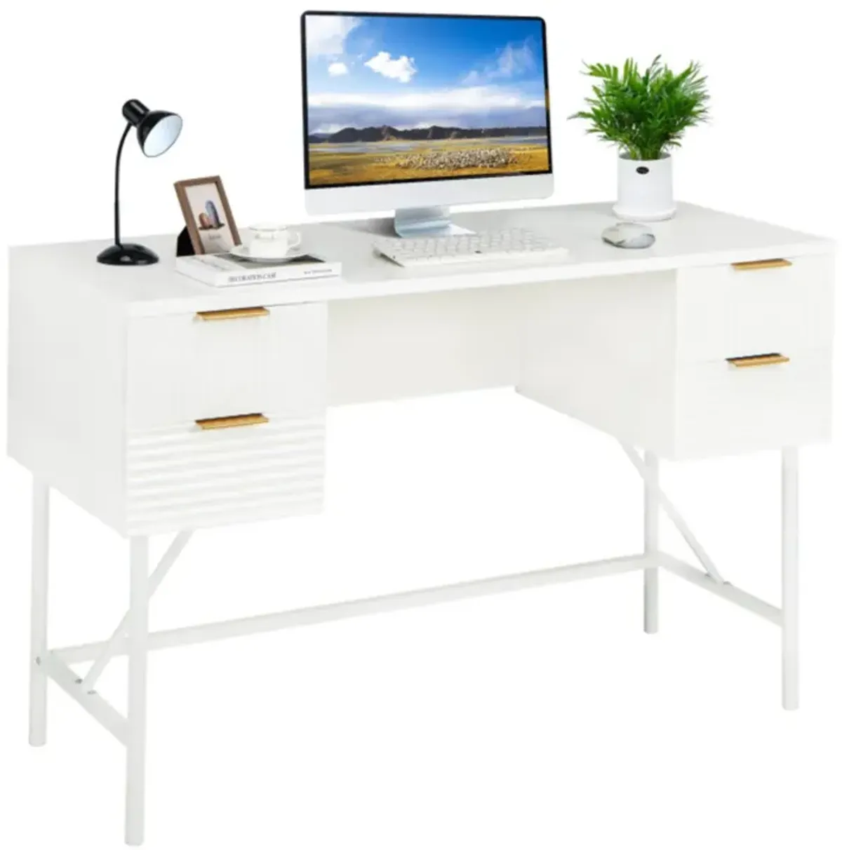 Hivvago 48 Inch Home Office Computer Desk with 4 Drawers