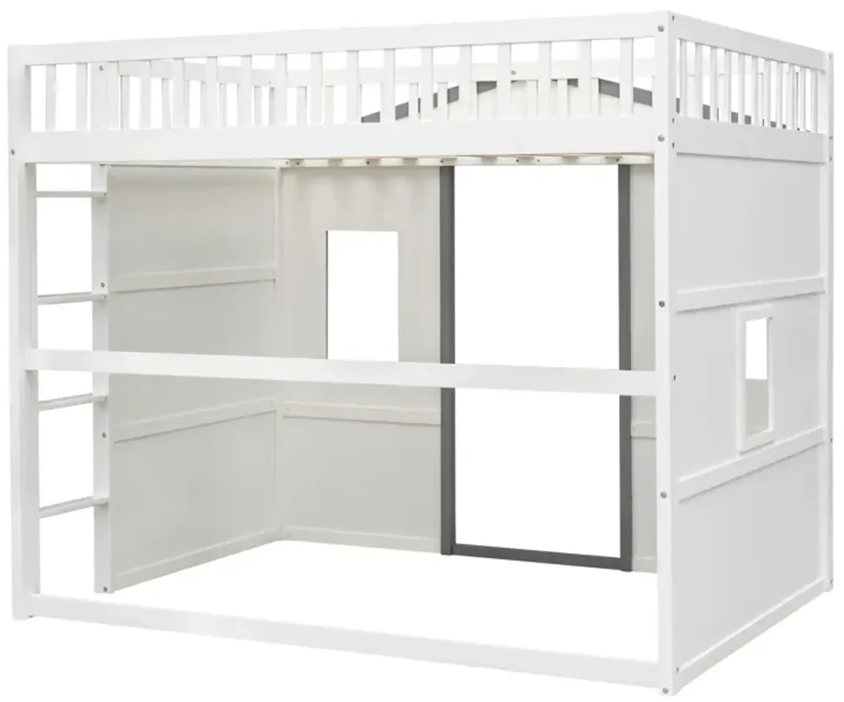 Full Size House Loft Bed With Ladder And Frame