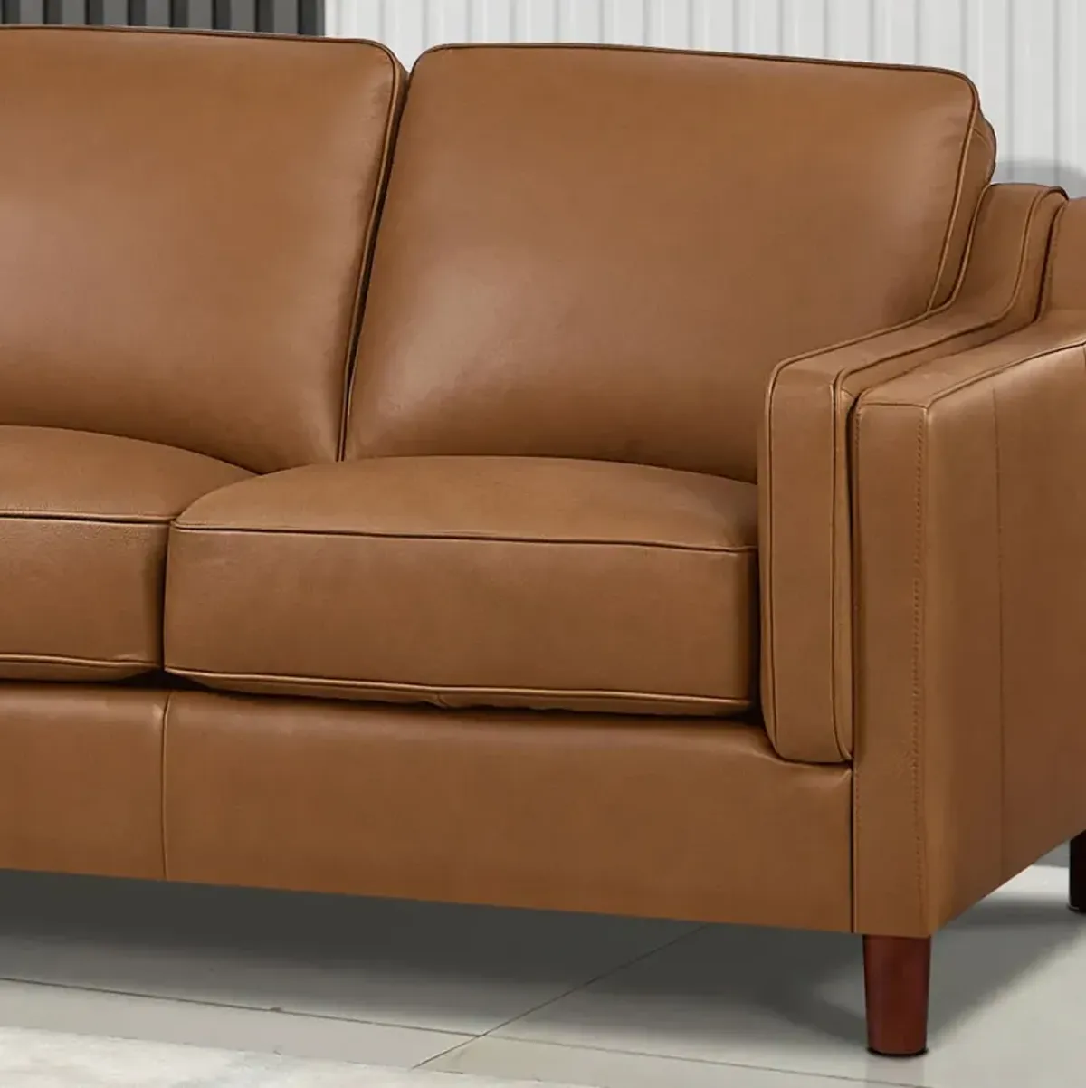 Bella Top Grain Leather U-Shaped Sectional with Left Chaise