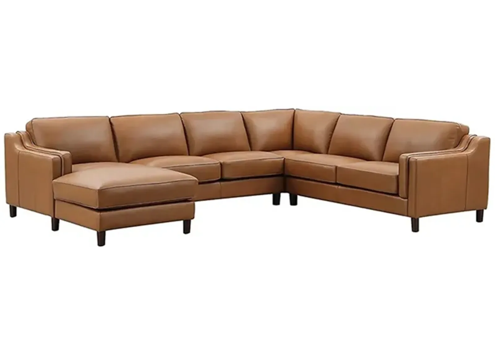 Bella Top Grain Leather U-Shaped Sectional with Left Chaise