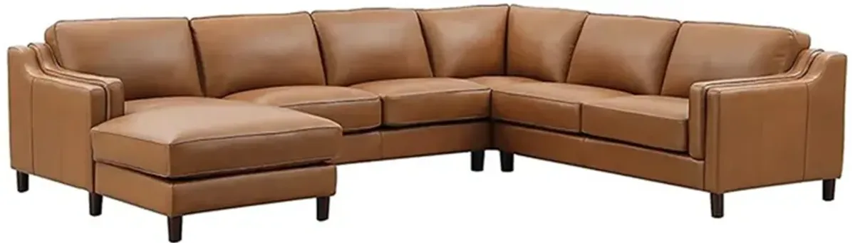 Bella Top Grain Leather U-Shaped Sectional with Left Chaise