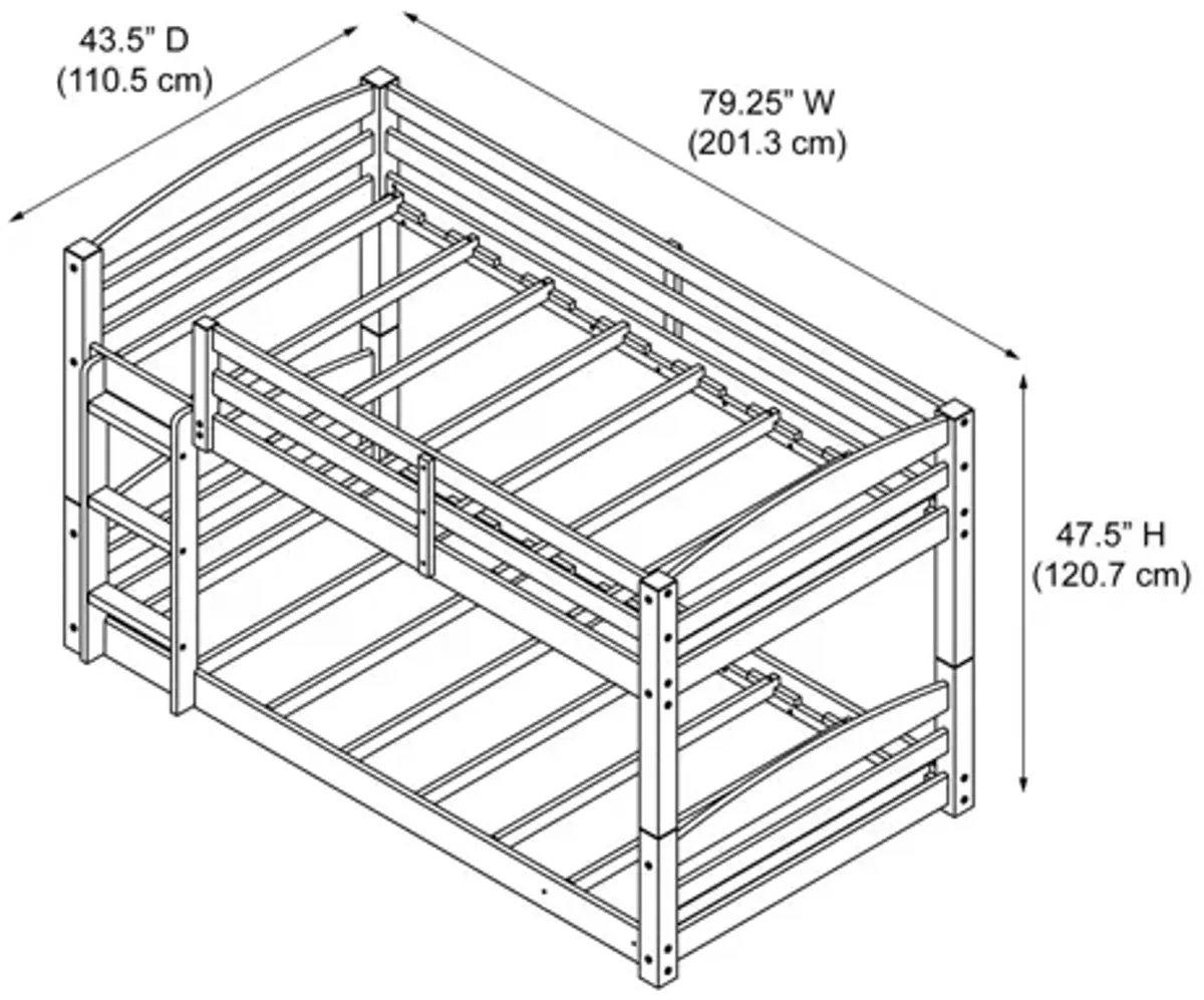 DHP Sierra Transitional Twin Bunk Beds for Kids, White