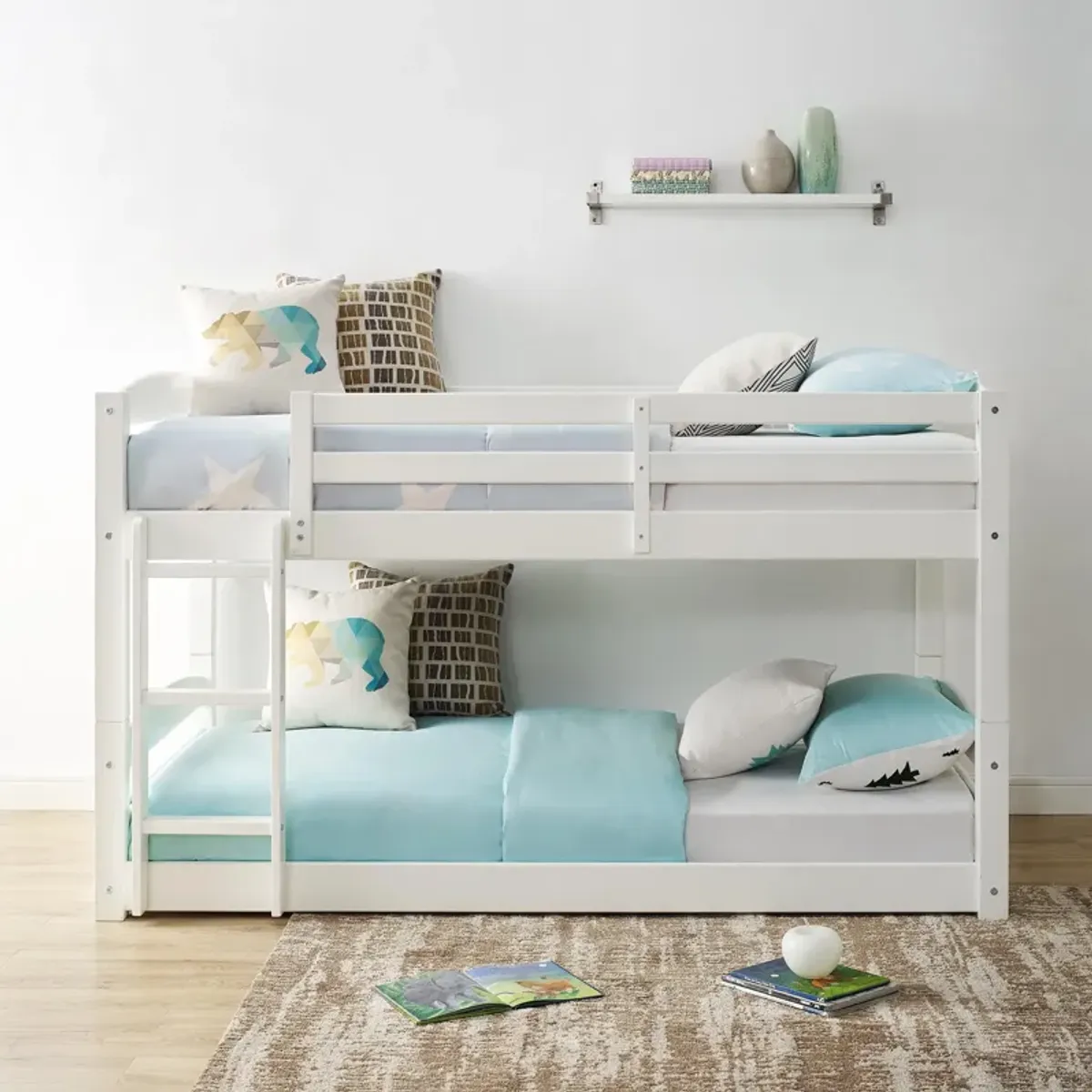 DHP Sierra Transitional Twin Bunk Beds for Kids, White