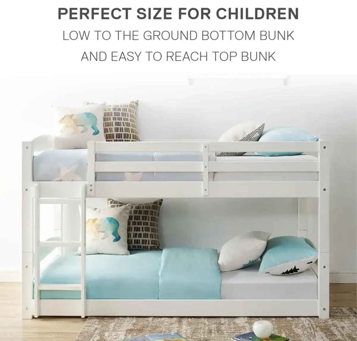 DHP Sierra Transitional Twin Bunk Beds for Kids, White