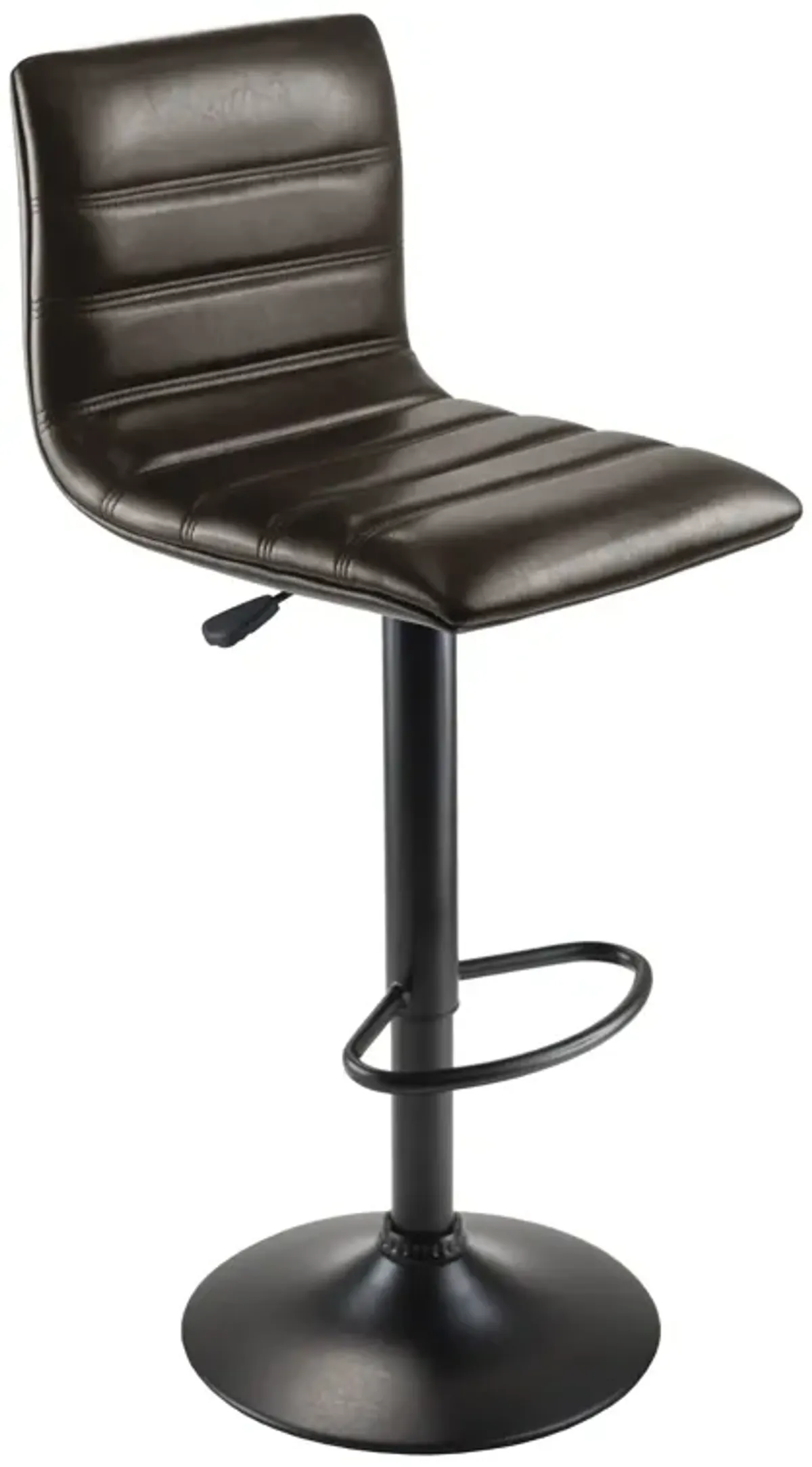 Ergode Wood Holly Adjustable Swivel Stool - Modern L-Shape Design, Height Adjustable, 360-Degree Swivel, Espresso Faux Leather Seat, Matte Black Base - Perfect for Kitchen or Basement Bar