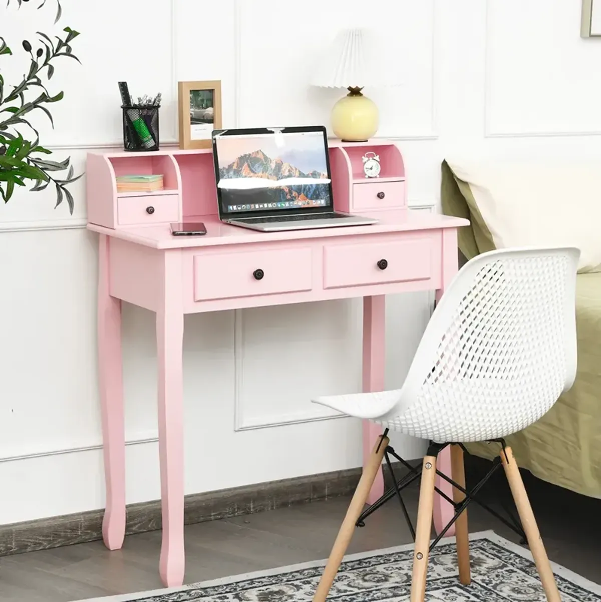 Removable Floating Organizer 2-Tier Mission Home Computer Vanity Desk