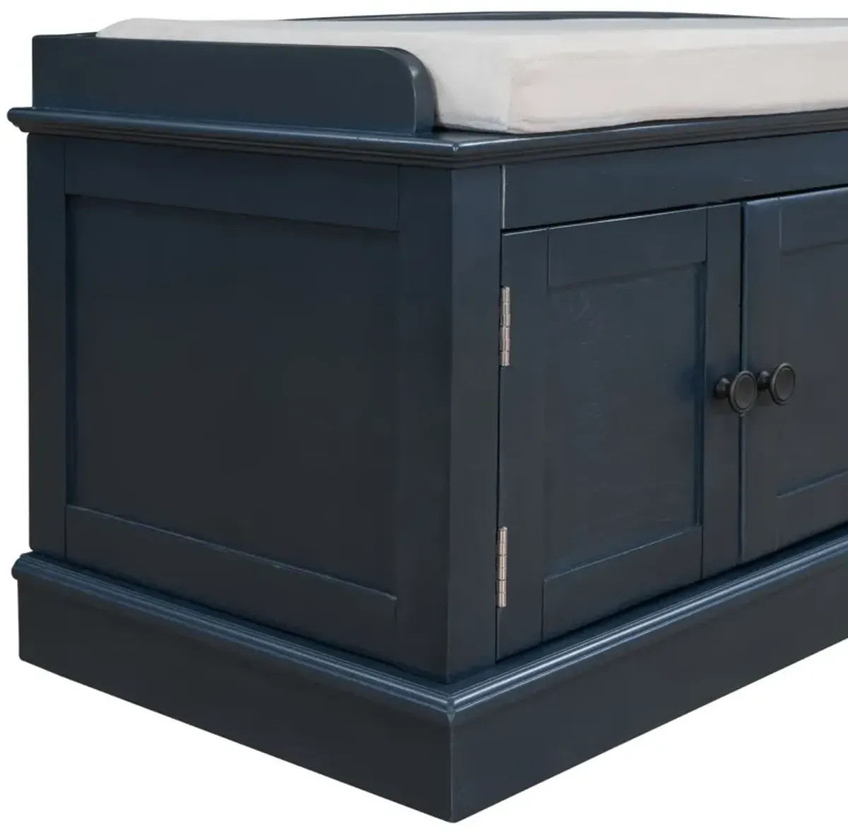 Storage Bench With 4 Doors And Adjustable Shelves, Shoe Bench With Removable Cushion