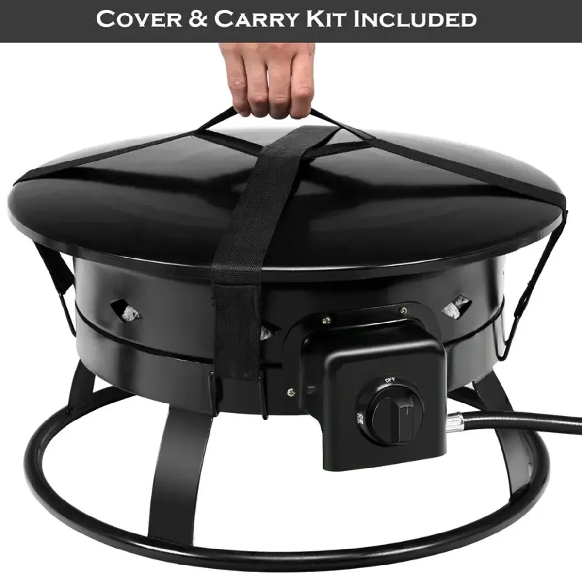 58 000BTU Firebowl Outdoor Portable Propane Gas Fire Pit with Cover and Carry Kit