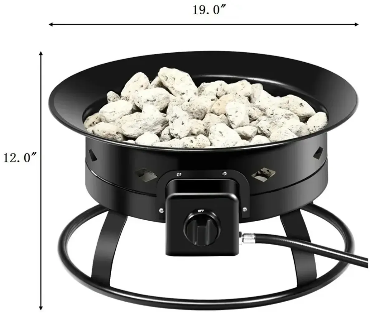 58 000BTU Firebowl Outdoor Portable Propane Gas Fire Pit with Cover and Carry Kit