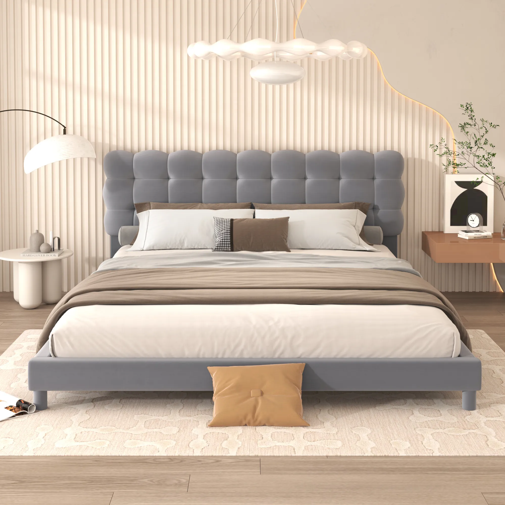 Merax Modern Upholstered Platform Bed with Headboard