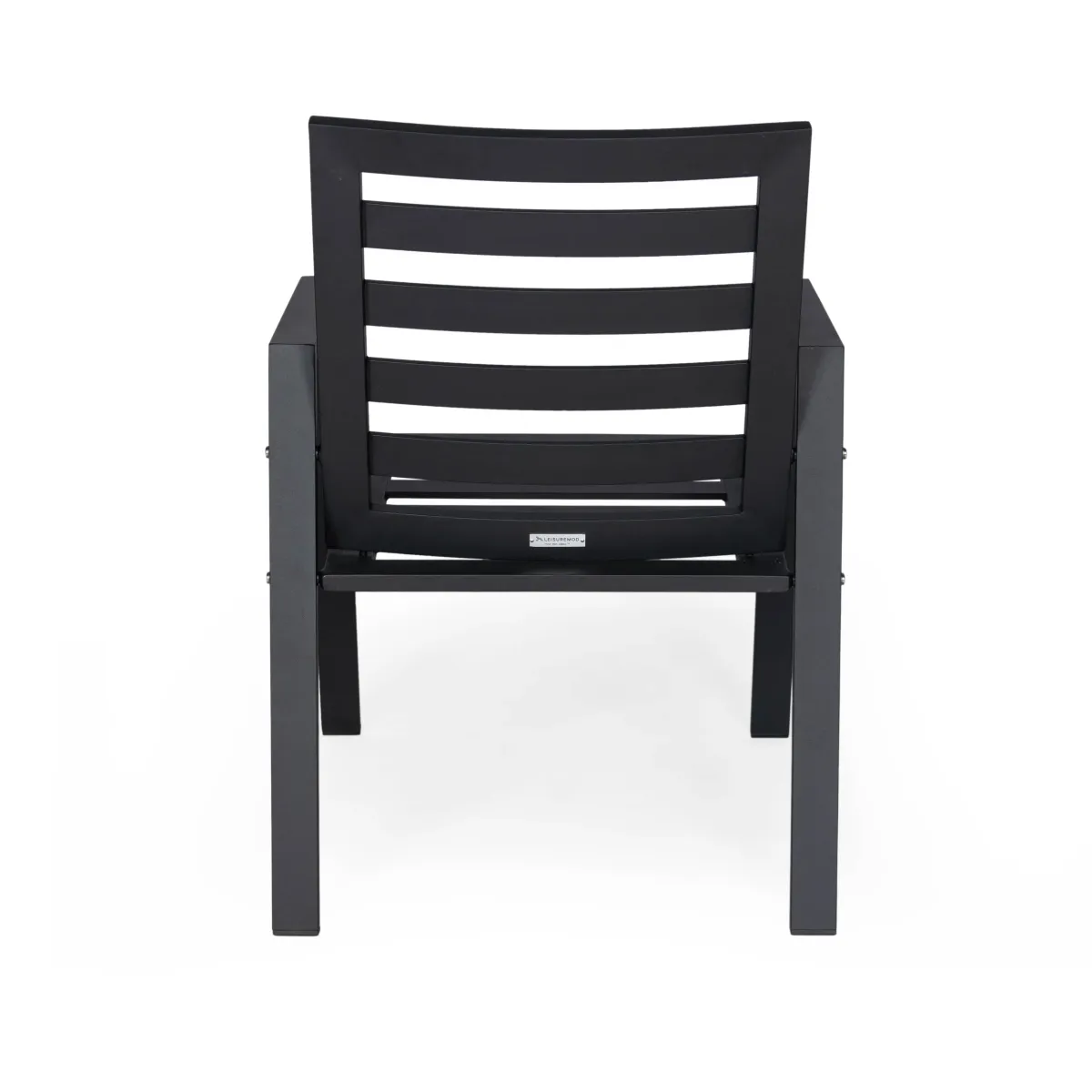 LeisureMod Chelsea Modern Patio Dining Armchair in Aluminum with Removable Cushions Set of 2 in Black