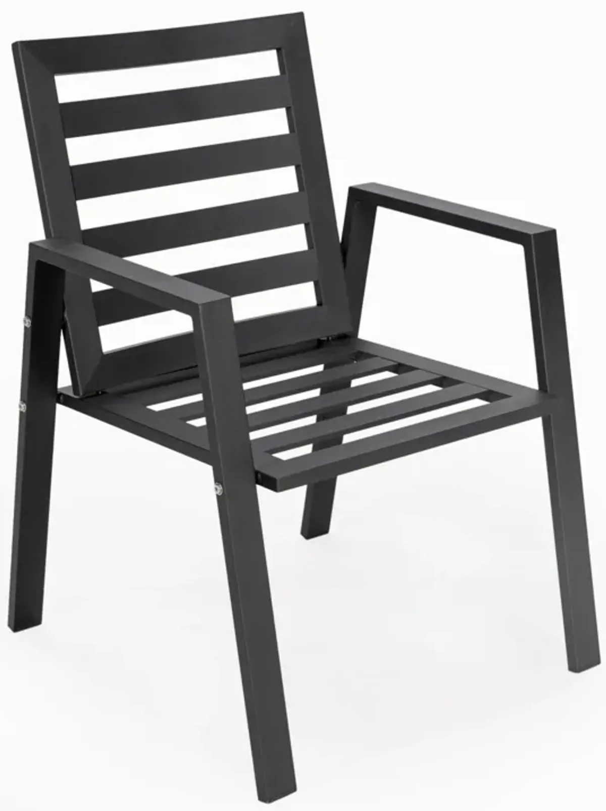 LeisureMod Chelsea Modern Patio Dining Armchair in Aluminum with Removable Cushions Set of 2 in Black