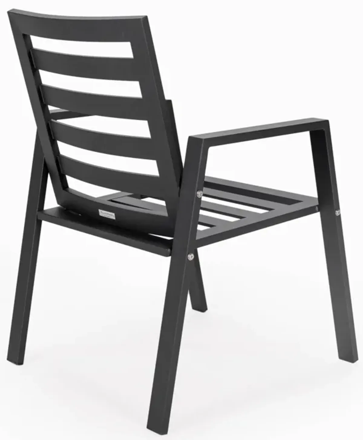 LeisureMod Chelsea Modern Patio Dining Armchair in Aluminum with Removable Cushions Set of 2 in Black