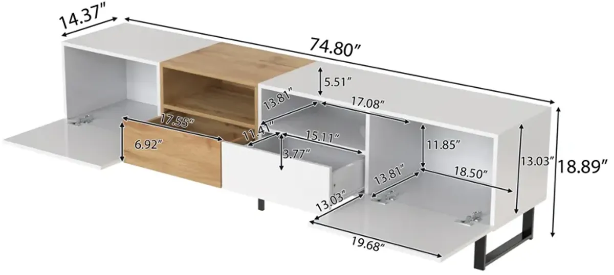 Merax Modern TV Stand with 2 Storage Cabinets