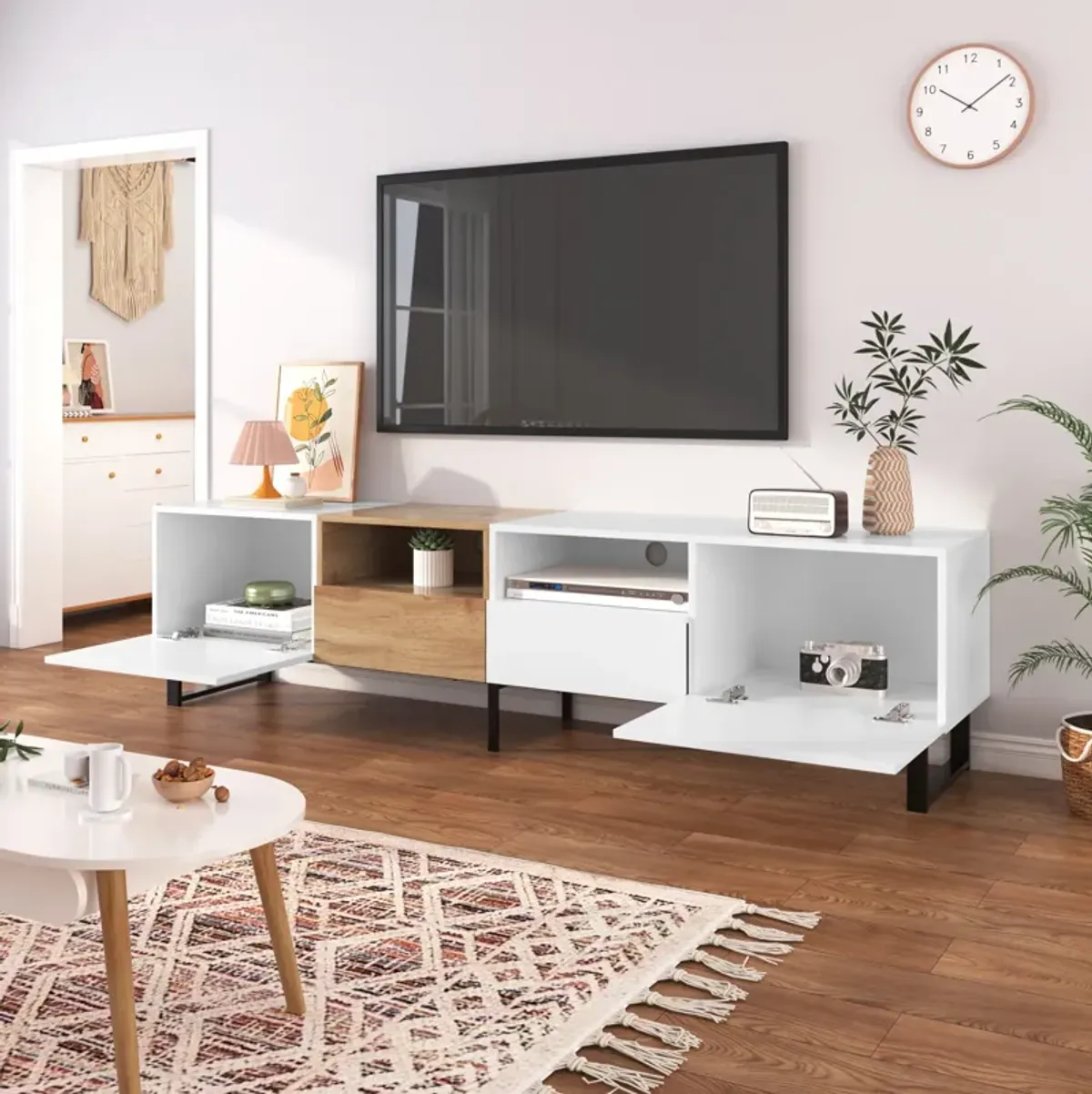 Merax Modern TV Stand with 2 Storage Cabinets