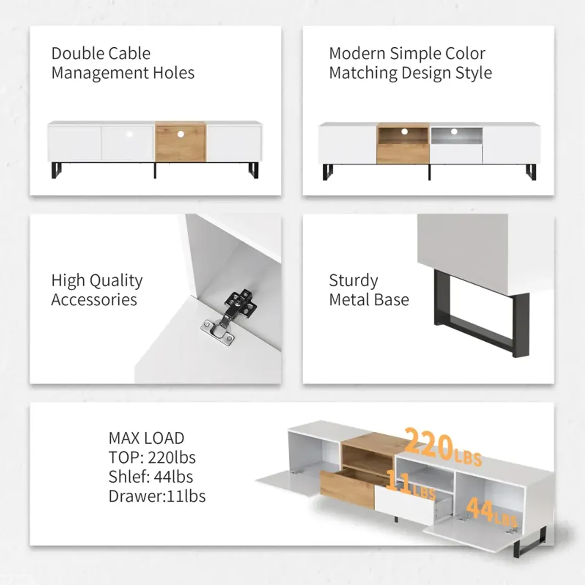 Merax Modern TV Stand with 2 Storage Cabinets