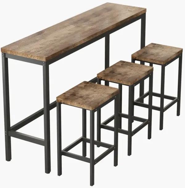 Streamdale Modern Design Dining Table Set with 3 Stools