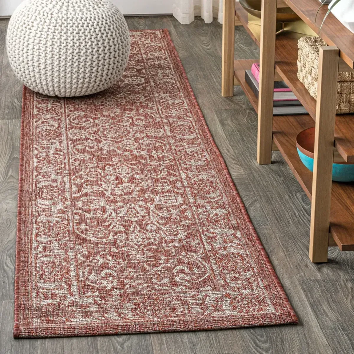 Tela Bohemian Textured Weave Floral Indoor/Outdoor Area Rug