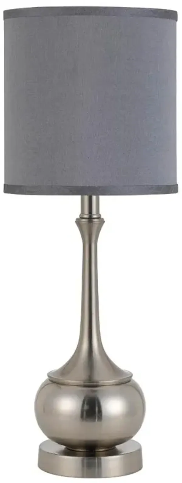 Hivvago 25" Nickel Metal Round Table Lamp With Gray Cone Shade