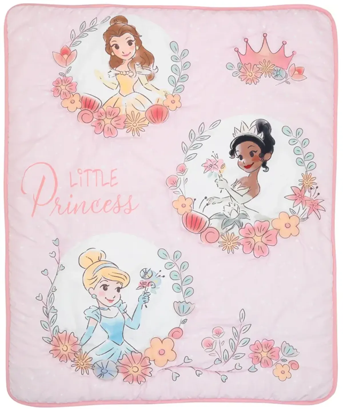 Lambs & Ivy Disney Princesses 3-Piece Nursery Baby Crib Bedding Set - Pink