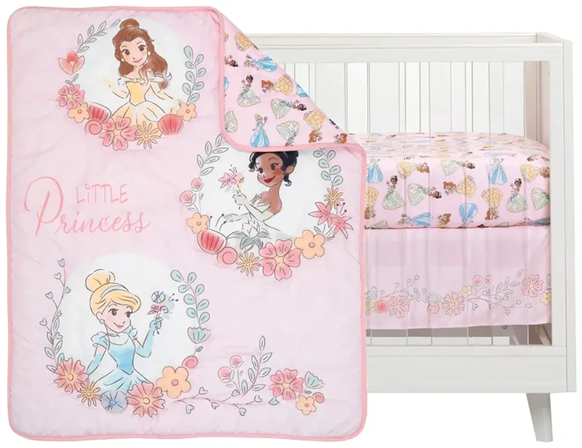 Lambs & Ivy Disney Princesses 3-Piece Nursery Baby Crib Bedding Set - Pink