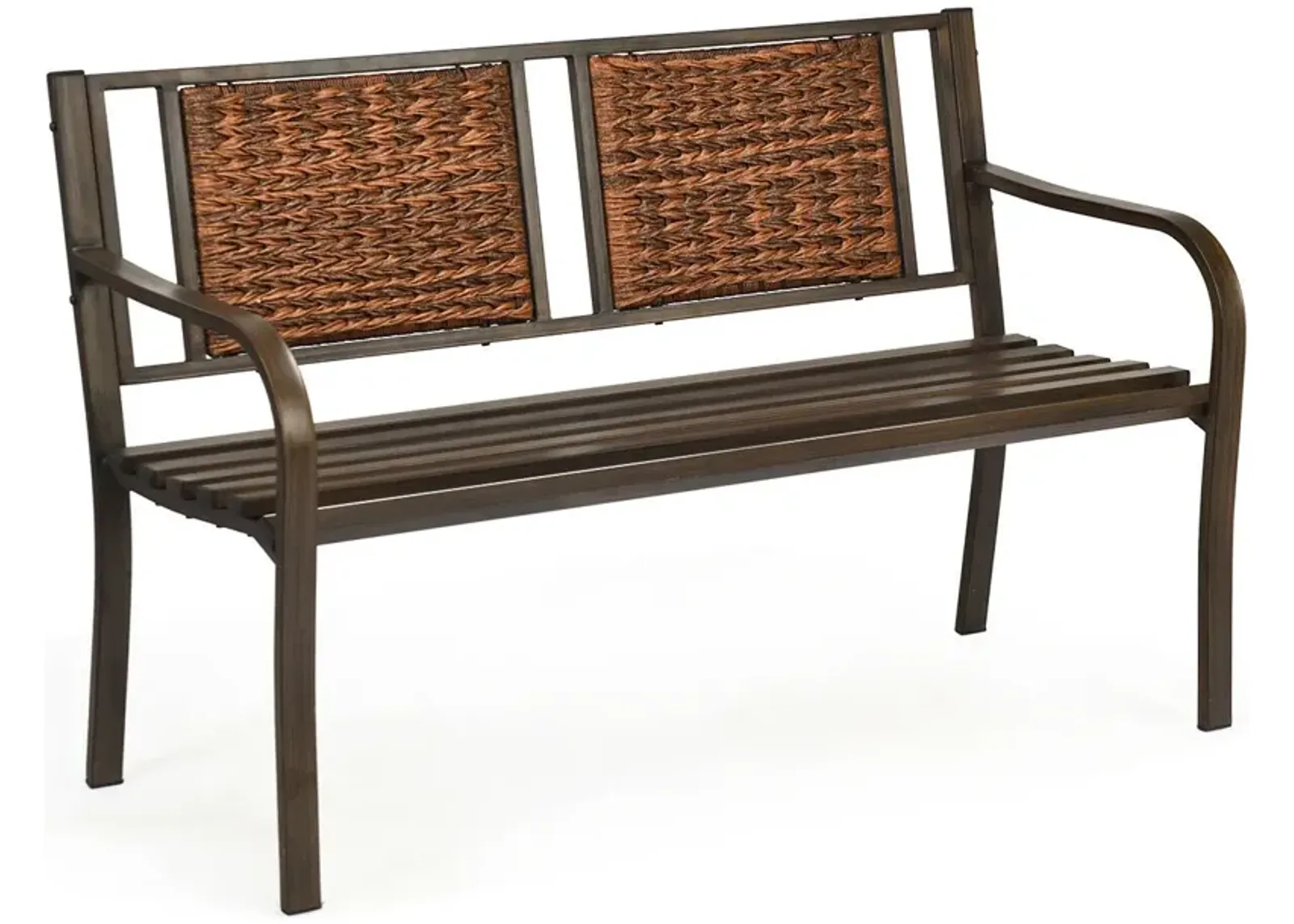 Patio Garden Bench with Powder Coated Steel Frame