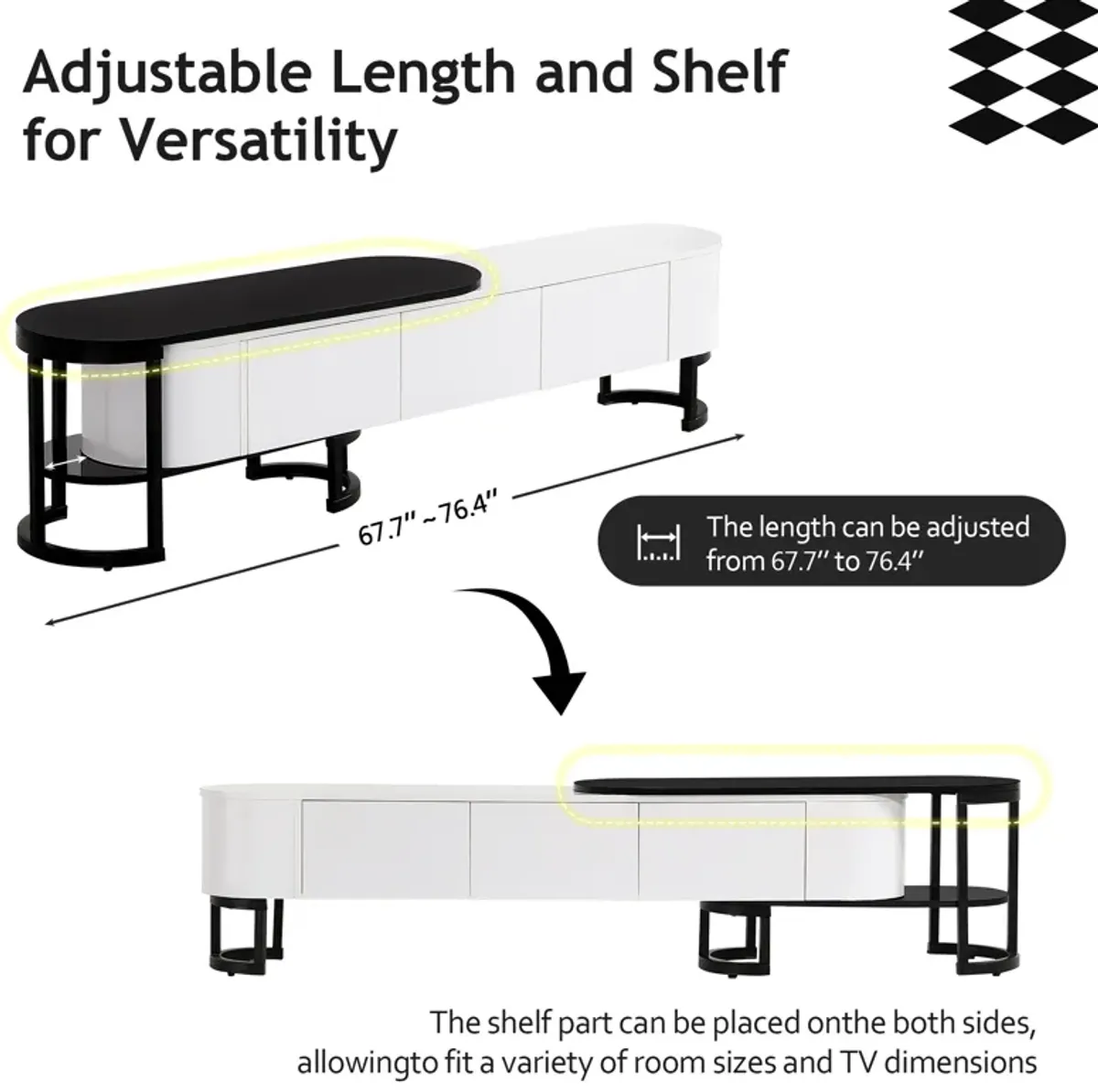 Merax Modern Extendable TV Stand Media Console