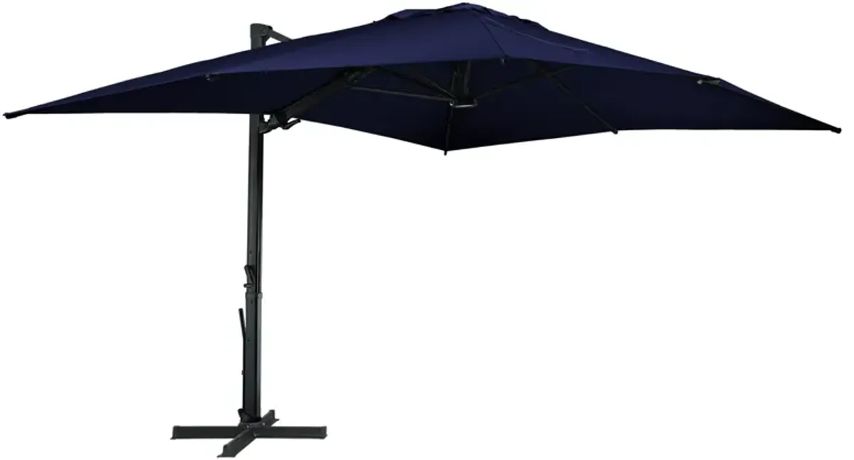 10x13 ft. 360° Rotation Square Cantilever Patio Umbrella with LED Light in Navy Blue