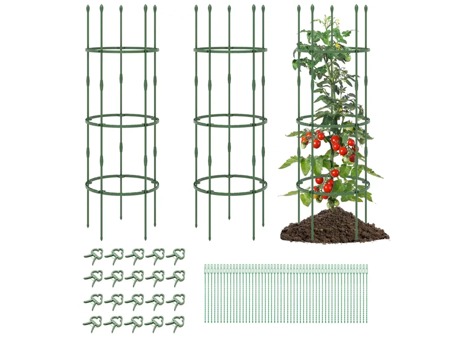 3-Pack Garden Trellis Plant Supports with Clips, Ties, and Climbing Plant Stands