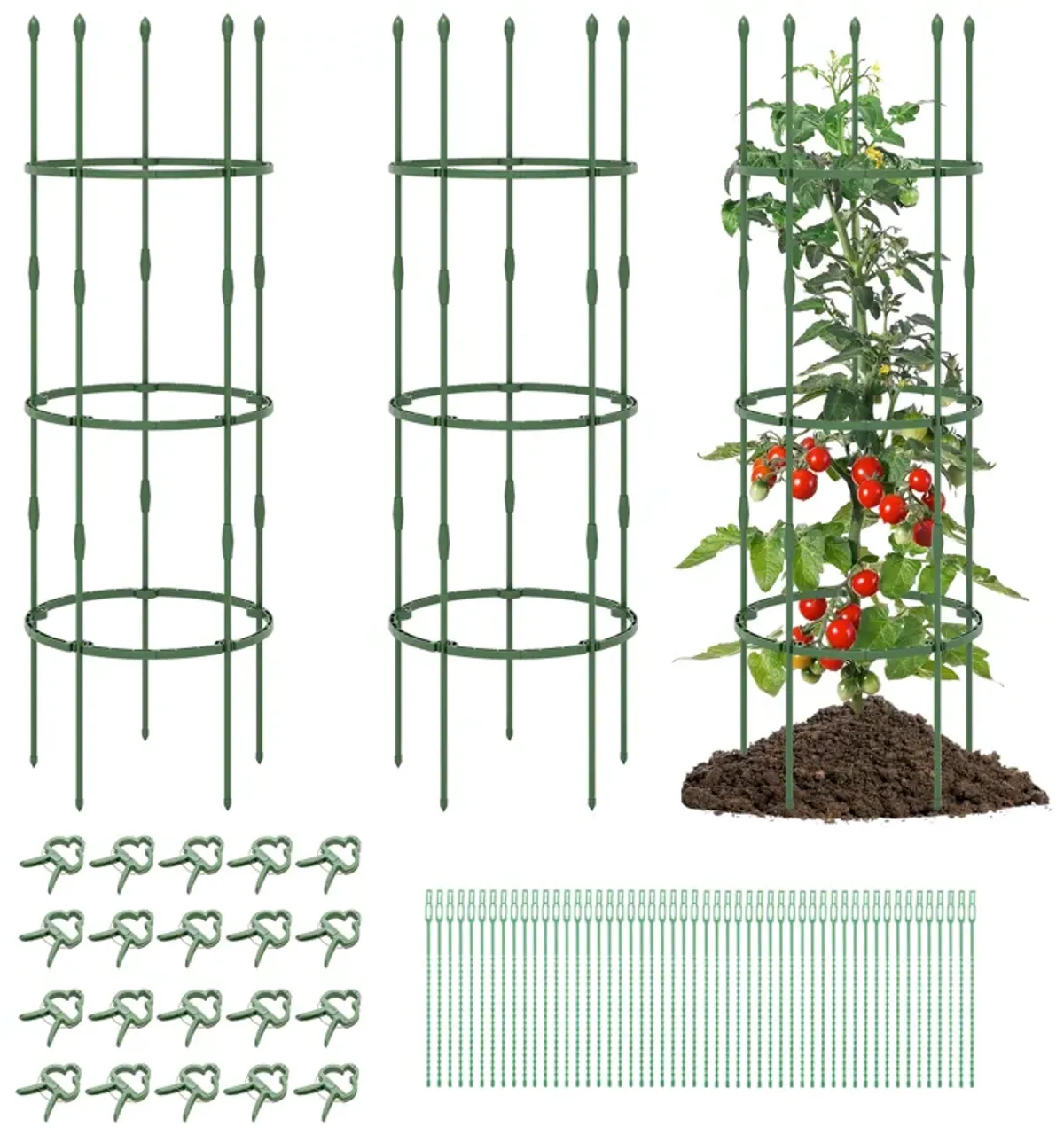 3-Pack Garden Trellis Plant Supports with Clips, Ties, and Climbing Plant Stands