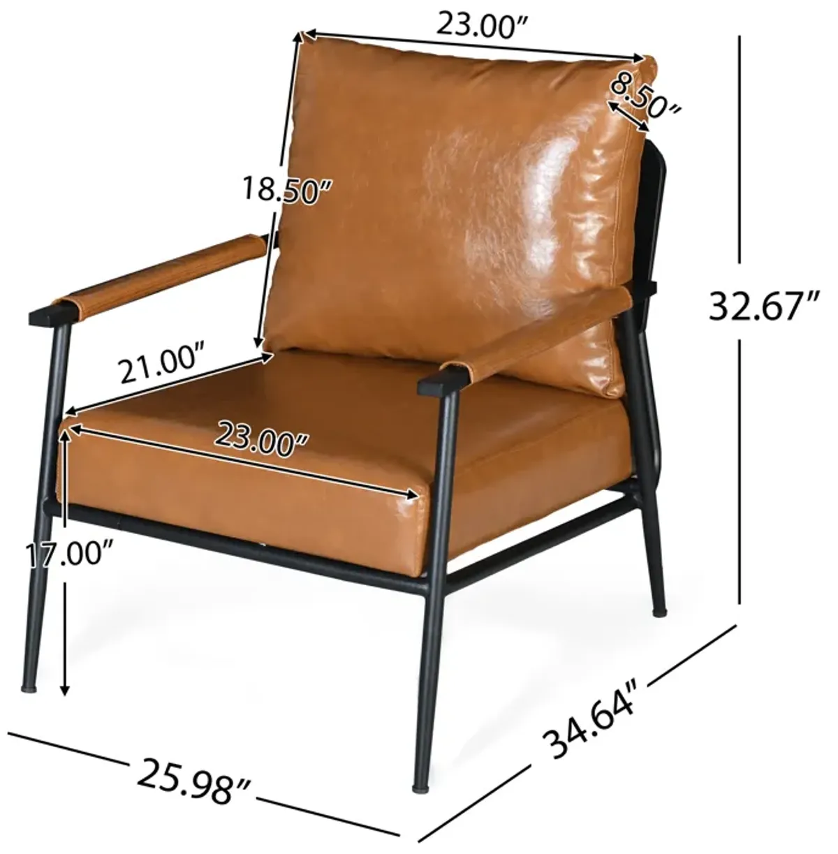 Merax Mid-Century Modern Faux Leather Accent Chair