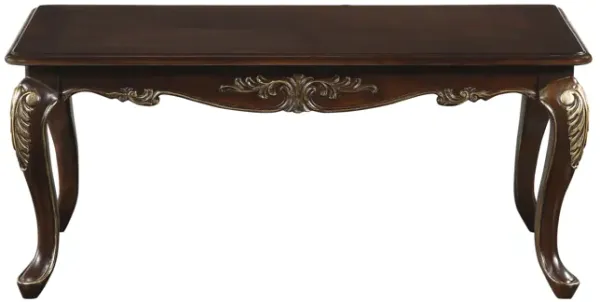 Croy 48 Inch Coffee Table, Rectangular Top, Cabriole Legs, Cherry Brown - Benzara