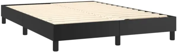 vidaXL Queen Size Box Spring Bed Frame in Black Faux Leather - Modern Design Durable Double Bed Frame Perfect for Any Bedroom