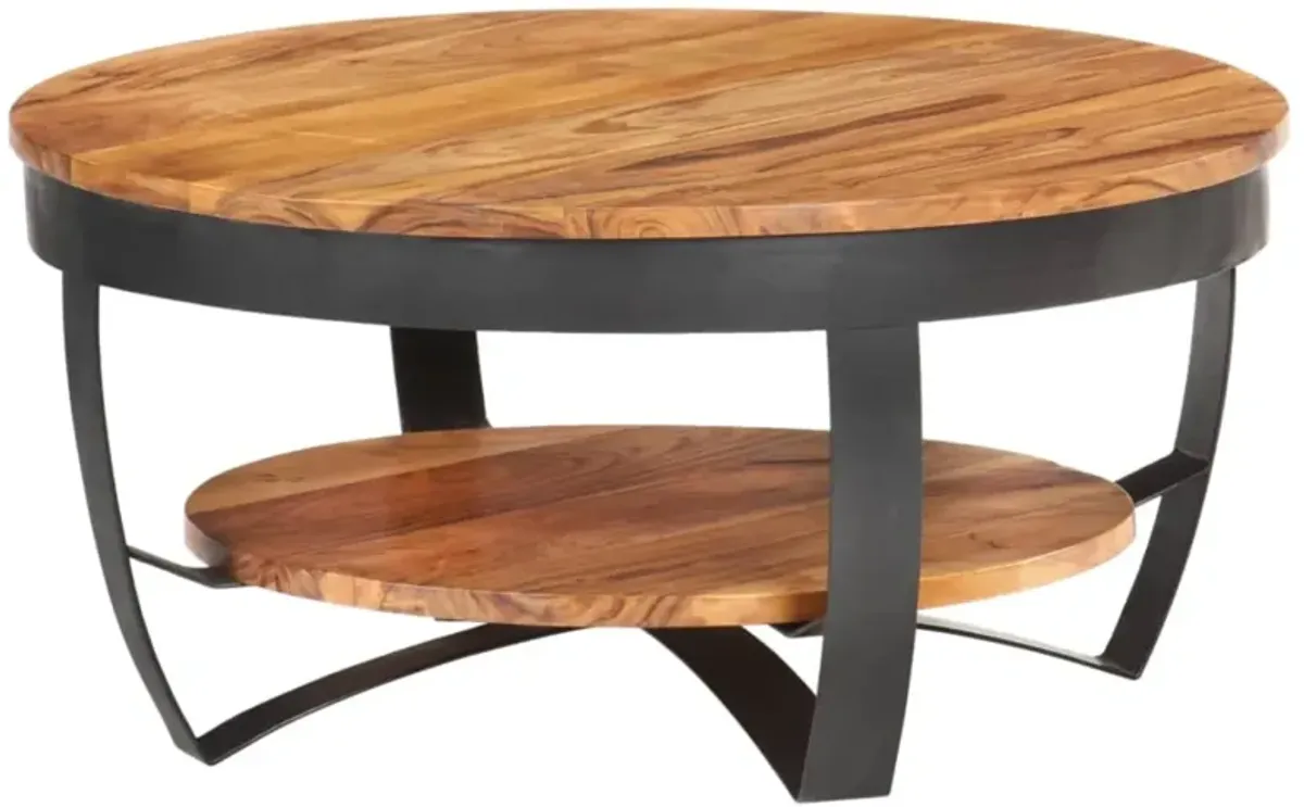 vidaXL Coffee Table 25.6"x25.6"x12.6" Solid Acacia Wood