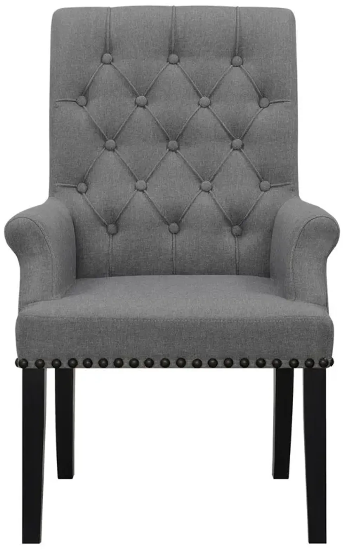 Alana Upholstered Tufted Arm Chair with Nailhead Trim