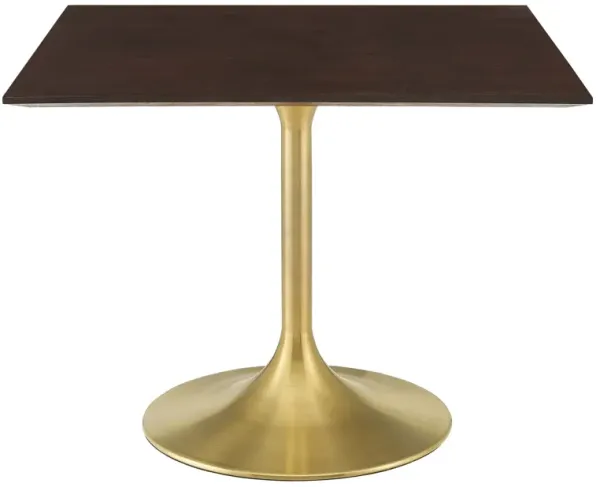Modway - Lippa 40" Square Wood Dining Table Gold Cherry Walnut