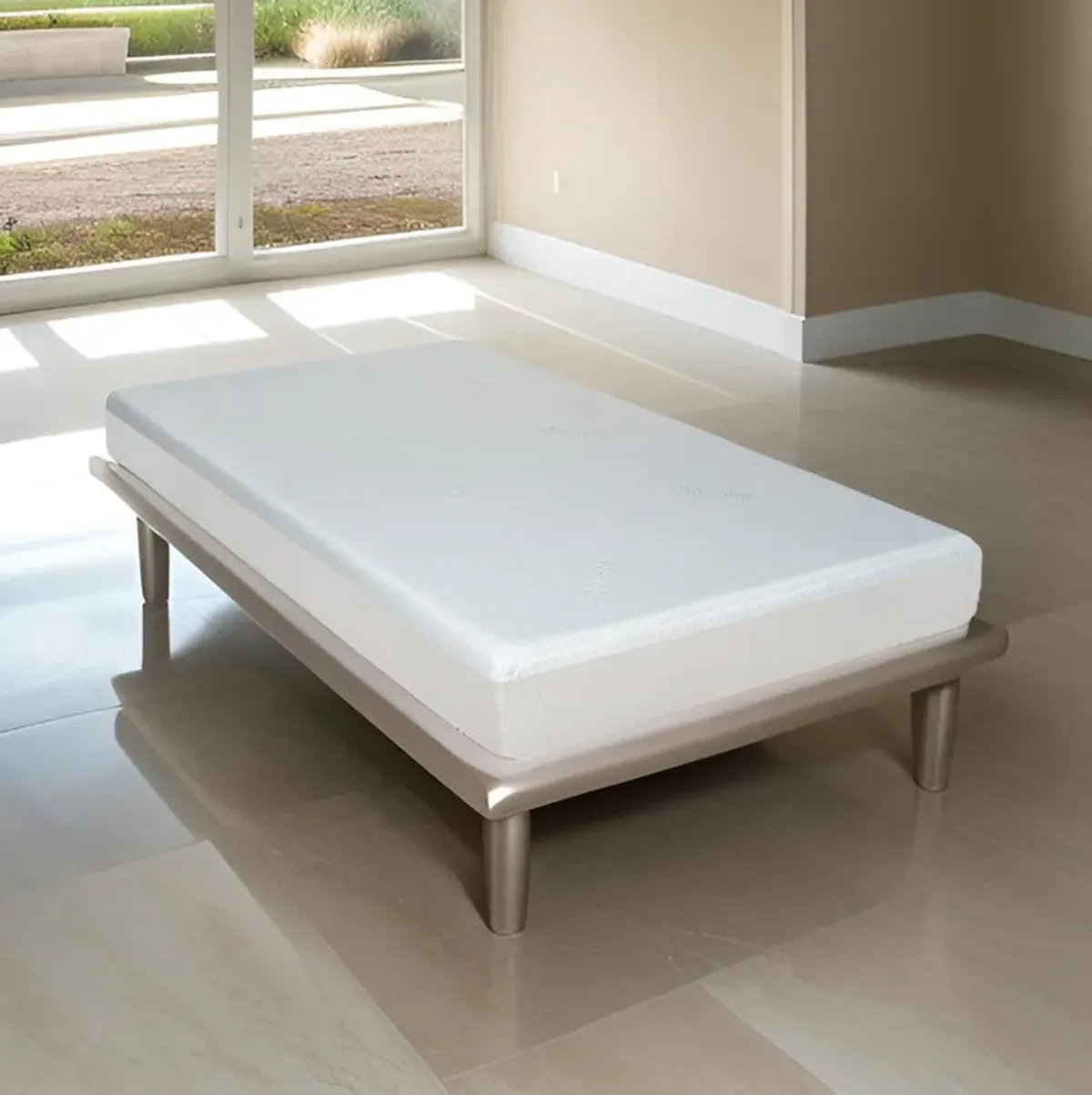 Que 6 Inch Full Size Memory Foam Mattress, Gel Infused, Fabric Upholstery - Benzara