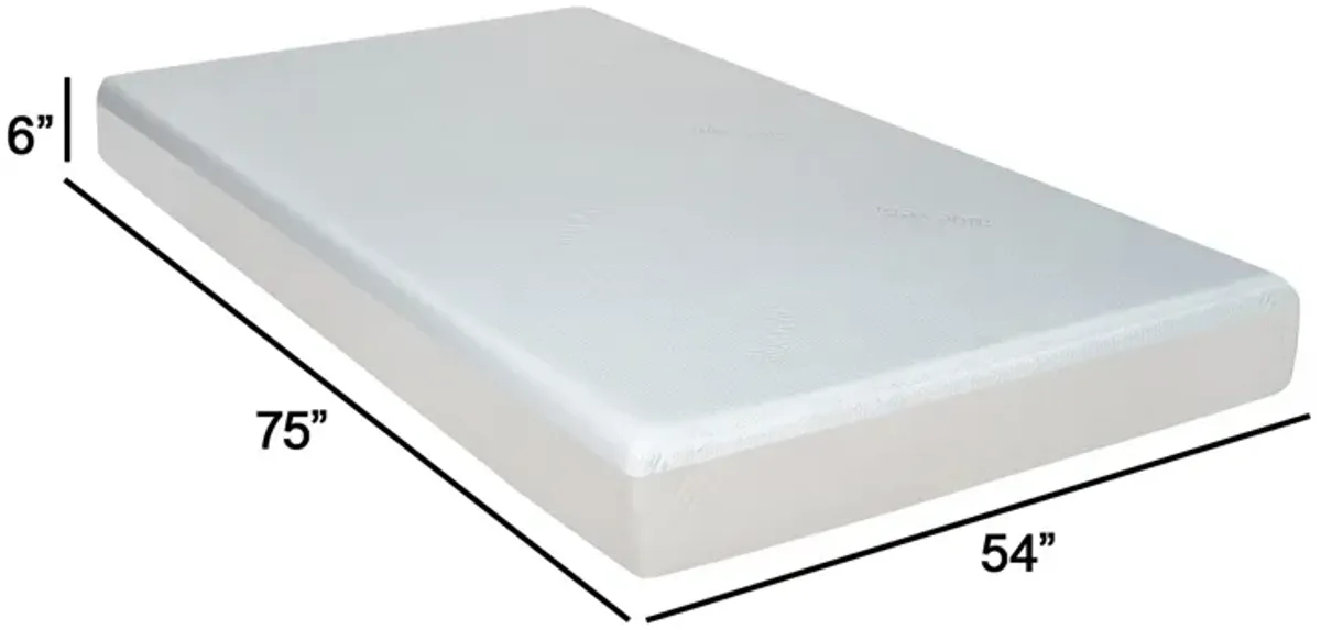 Que 6 Inch Full Size Memory Foam Mattress, Gel Infused, Fabric Upholstery - Benzara