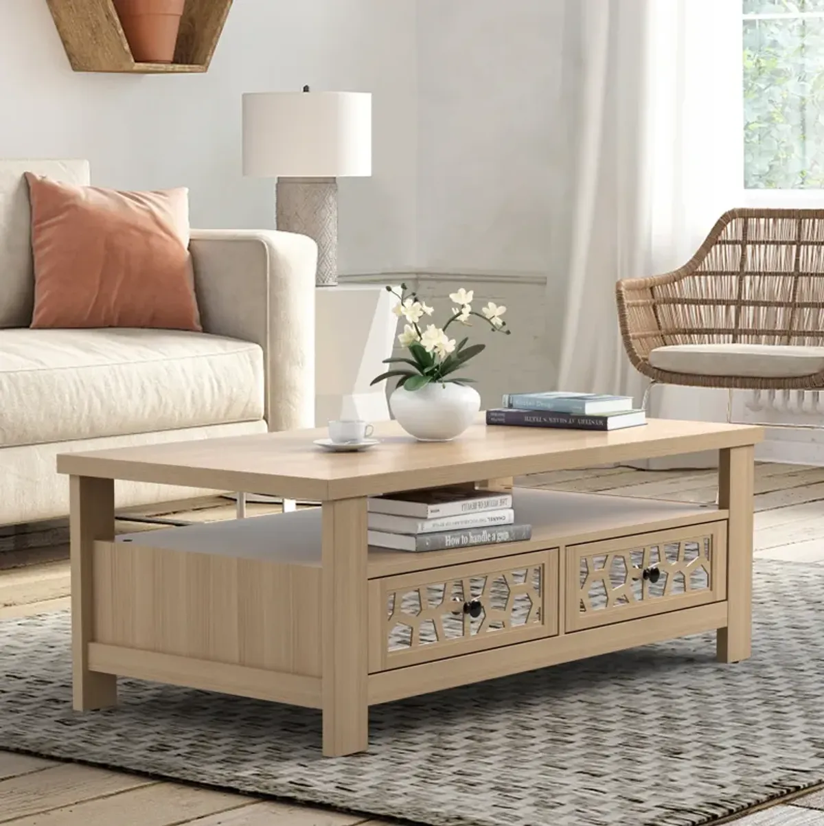 3-tier Coffee Table with 2 Drawers