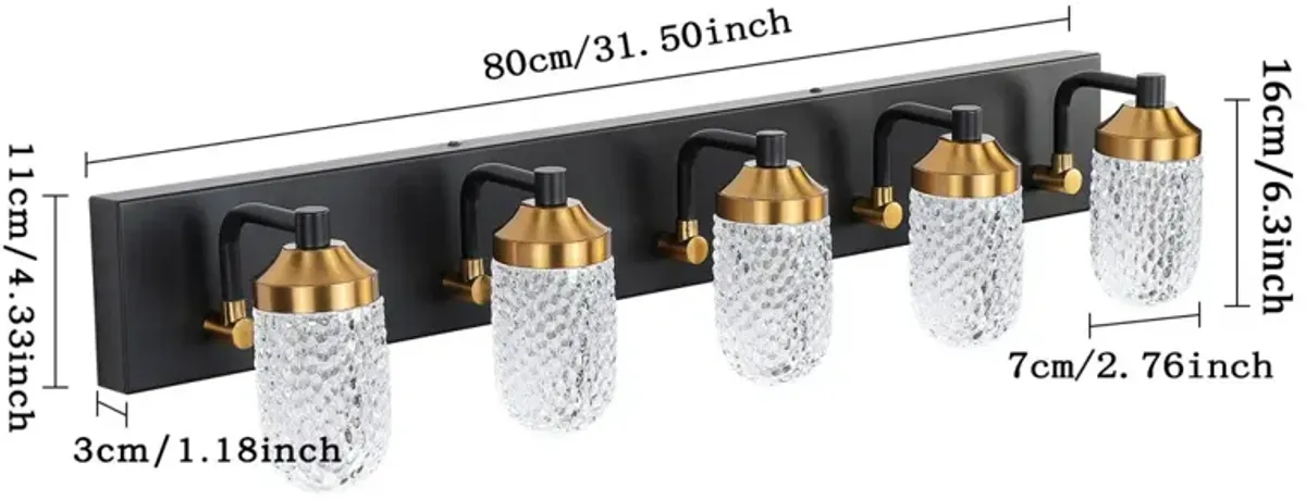 Vanity Lights With 5 LED Bulbs For Bathroom Lighting