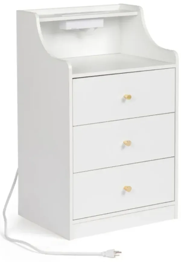 Bedside Table with 3 Drawers Compartments Wireless Charger and USB Ports