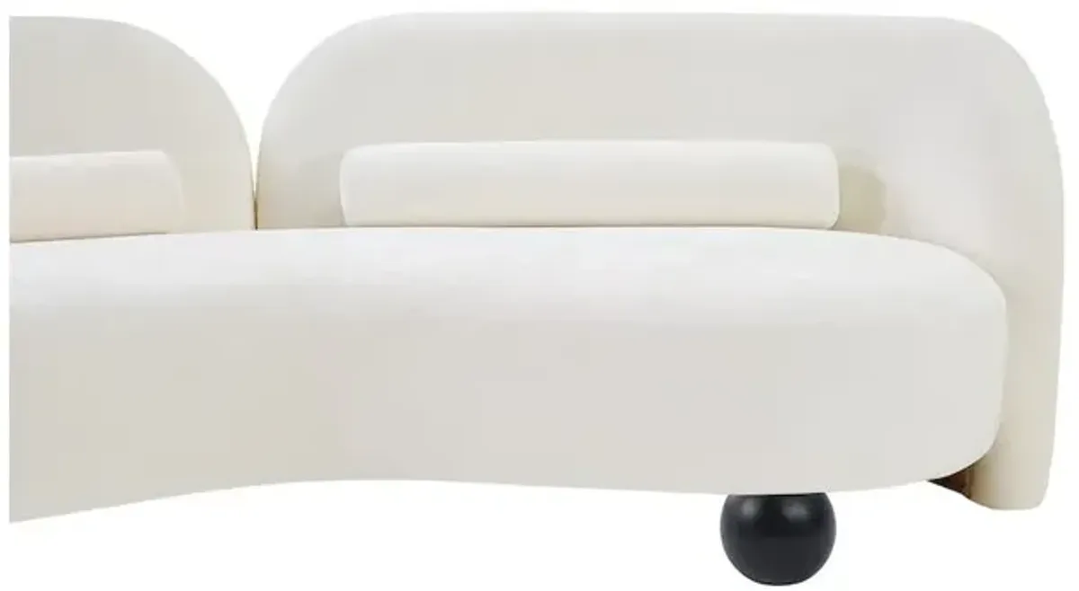 Meridian Furniture Daphne Cream Chenille Fabric Loveseat