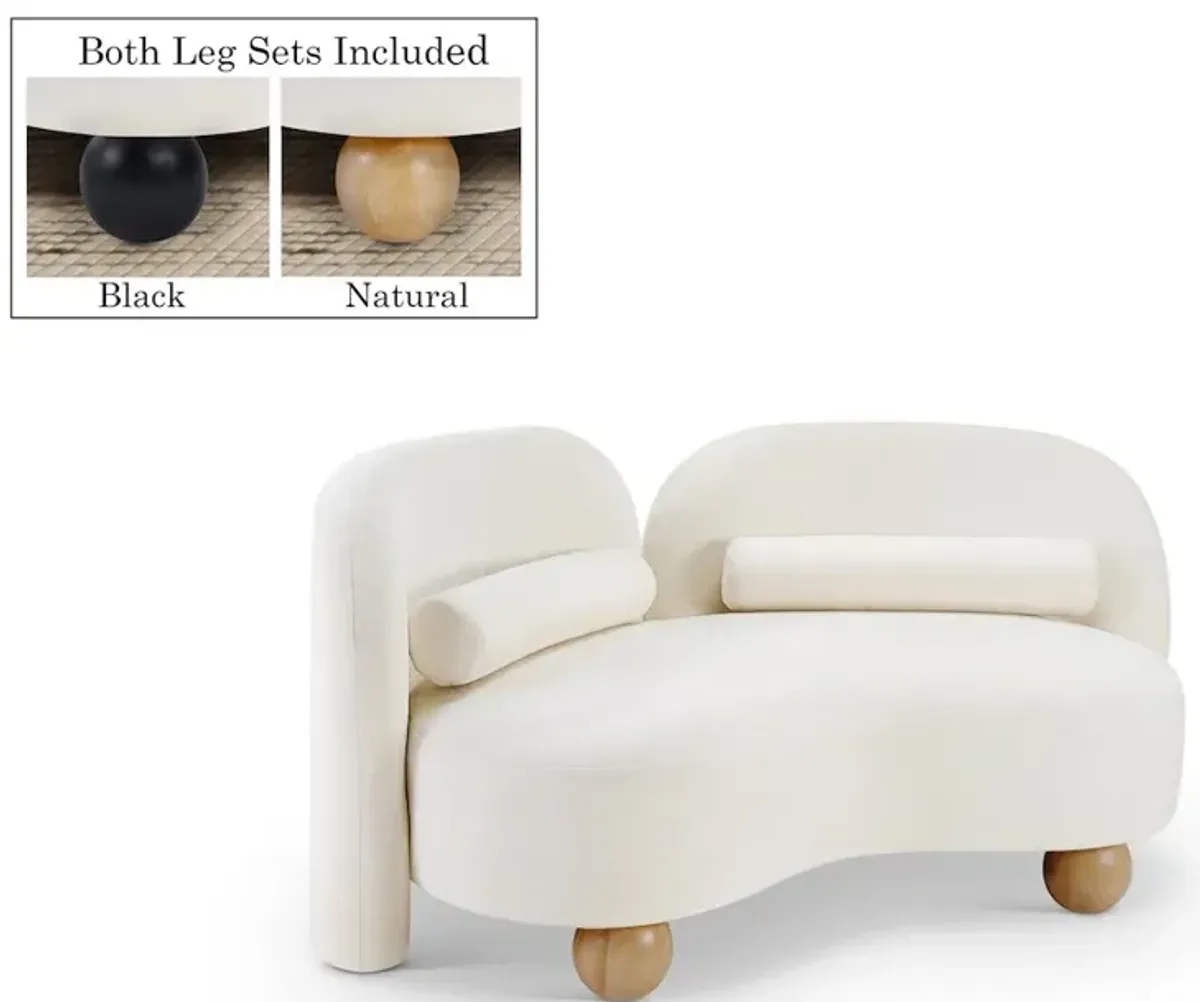 Meridian Furniture Daphne Cream Chenille Fabric Loveseat