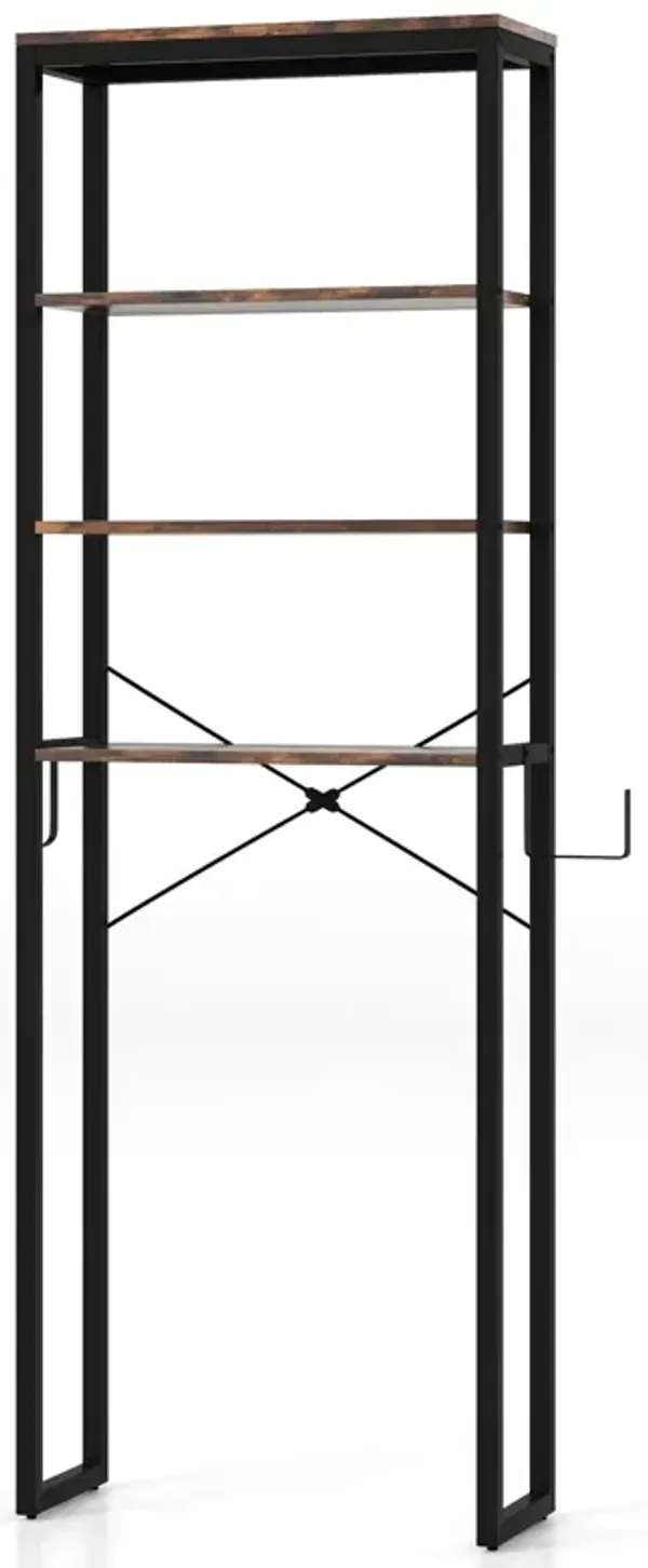 4-Tier Freestanding Over the Toilet Storage Rack-Rustic Brown