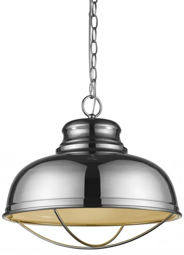 Hivvago Ansen 1-Light Polished Nickel Pendant With Gloss White Interior Shade