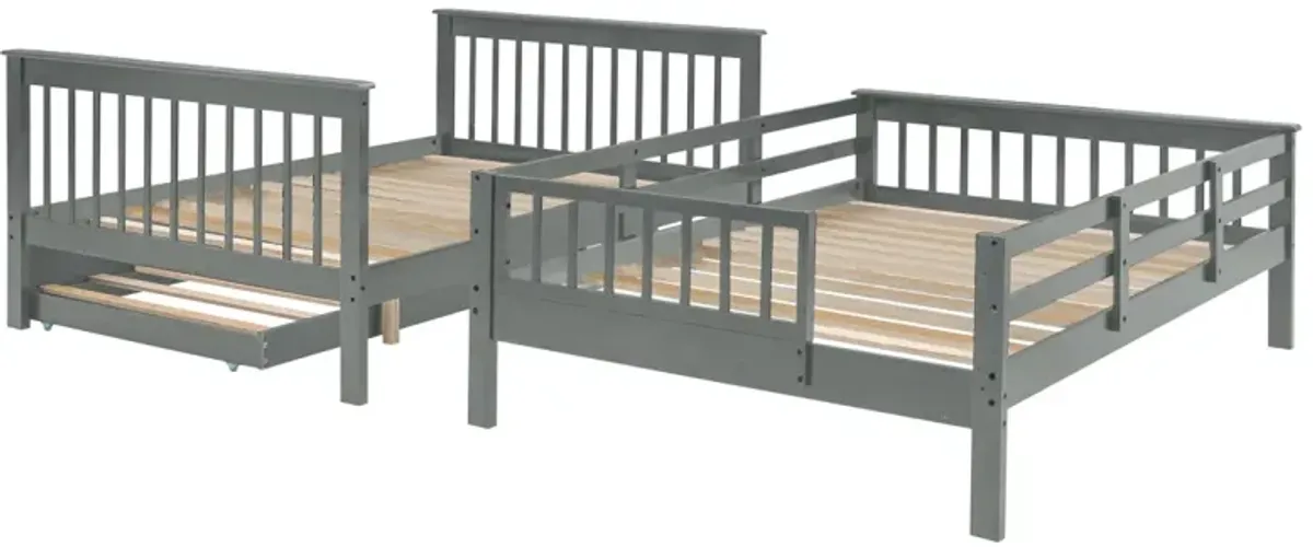 Stairway Full-Over-Full Bunk Bed With Twin Size Trundle, Storage And Guard Rail For Bedroom