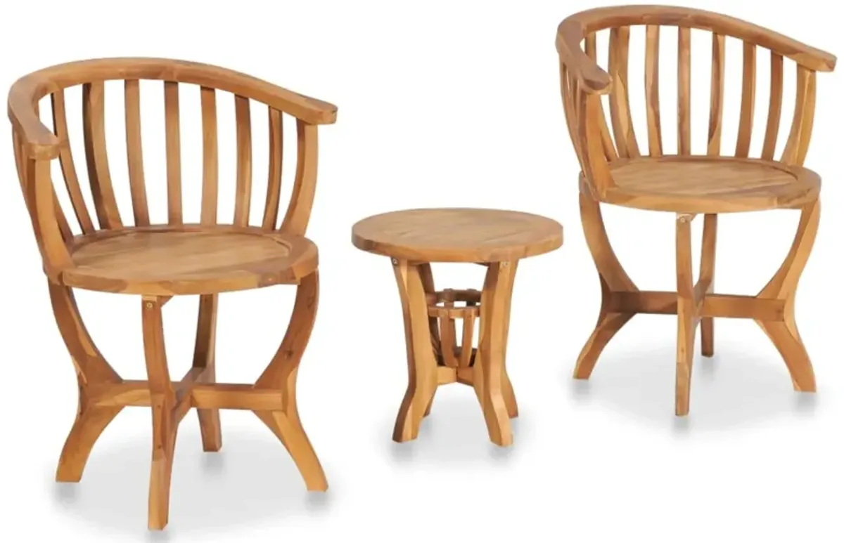 vidaXL 3 Piece Garden Bistro Set Solid Teak Wood