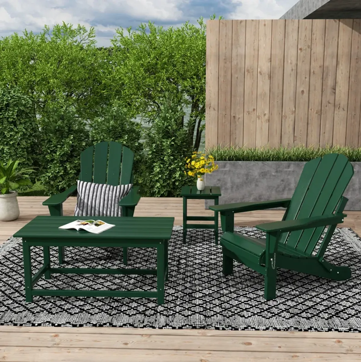 WestinTrends 4-Piece Outdoor Paio Adirondack Conversation Seating Set