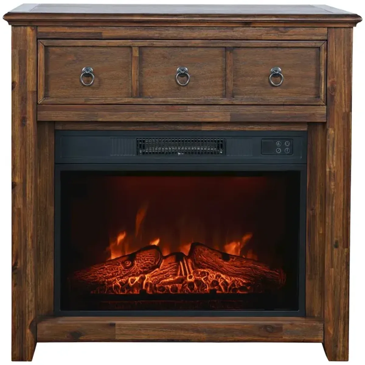 Jofran Traditional Rustic 32 Electric Fireplace Wire Brushed Console TV Stand