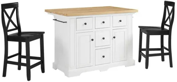 Julia Wood Top Island W/X-Back Stools